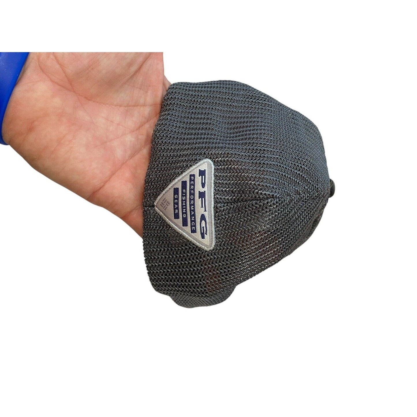 Columbia PFG Baseball Cap FlexFit American Flag Fish Black Gray L/XL Weathered