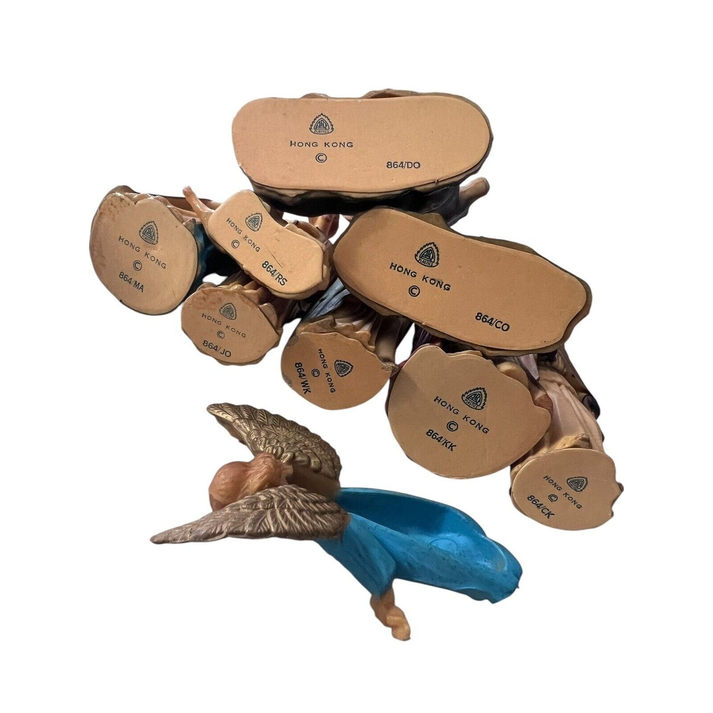 Vintage Art Plastics Christmas Nativity Manger Figures Hong Kong 9 Pc No Baby