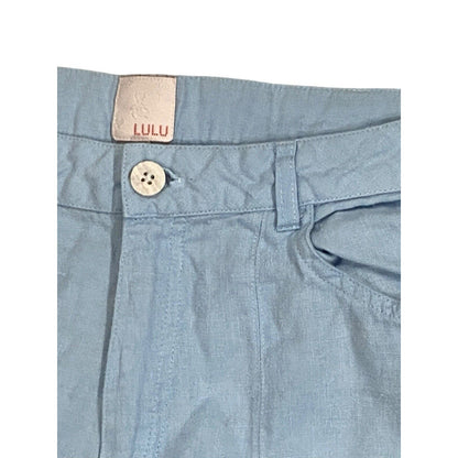 Size 8 (40 FR) Lulu Castagnette Cropped Wide Leg Pants Women Blue Linen