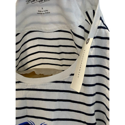 Size Small The Art Of Anthropologie T-shirt Bon Voyage Striped Graphic Shirt New