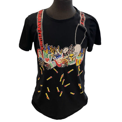 XXL Black Anime Graphic Matches T-shirt Shirt A. T. Man Brand Suspender Look