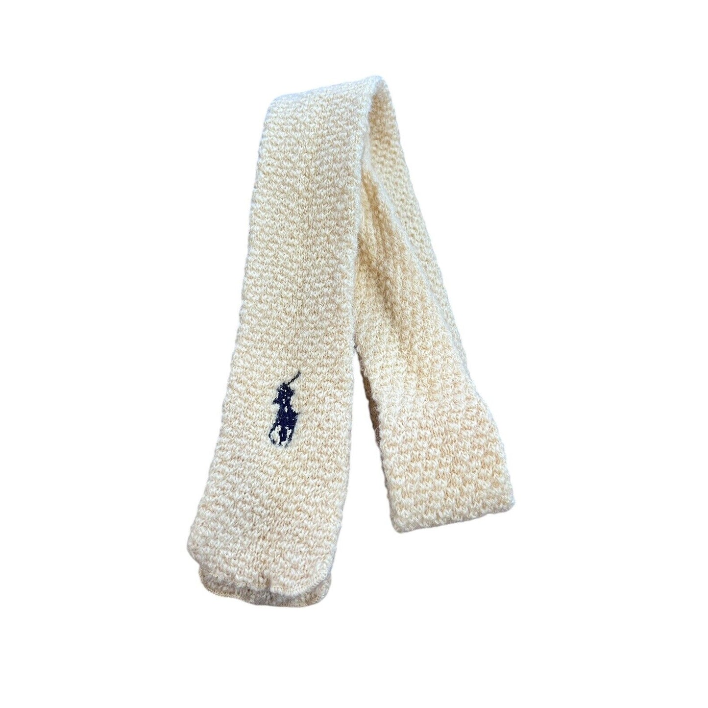 VTG 70s Polo Ralph Lauren Wool Square-End Yellow Knit Necktie Tie 44” X 2.5”