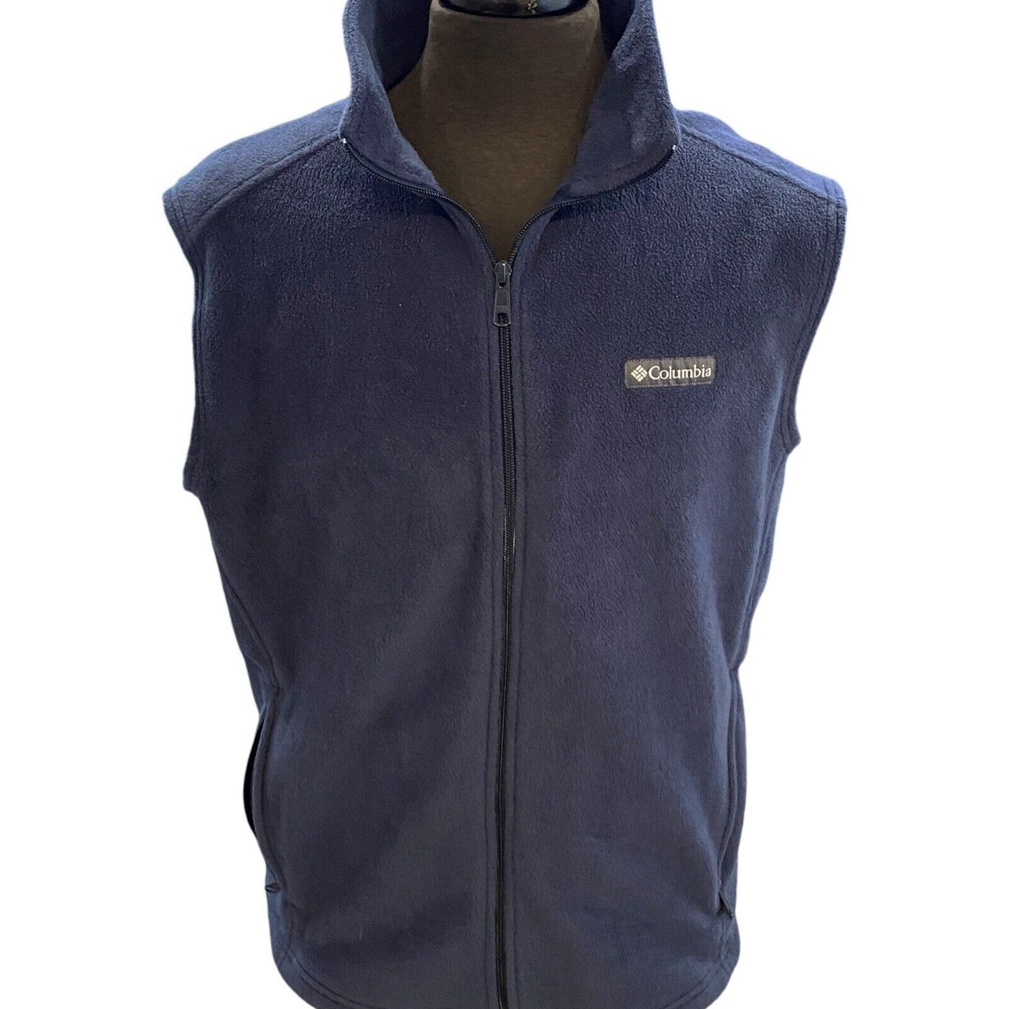 Columbia Vest Mens L Navy Full Zip Fleece Soft Blue Outdoors