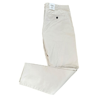 Zara Men’s Khaki Beige Slim Stretch Fit Chino Pants Size 36 EUR 46 NWT