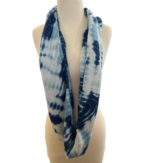 Pure Jill J Jill Blue Tie Dye Infinity Scarf Cotton Cashmere Blend Knit Soft