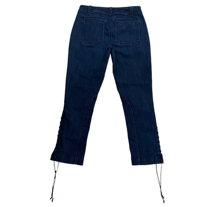 Size 26 Anthropologie Leifsdottir Lace Up Leg Equestrian Dark Wash Jeans EUC