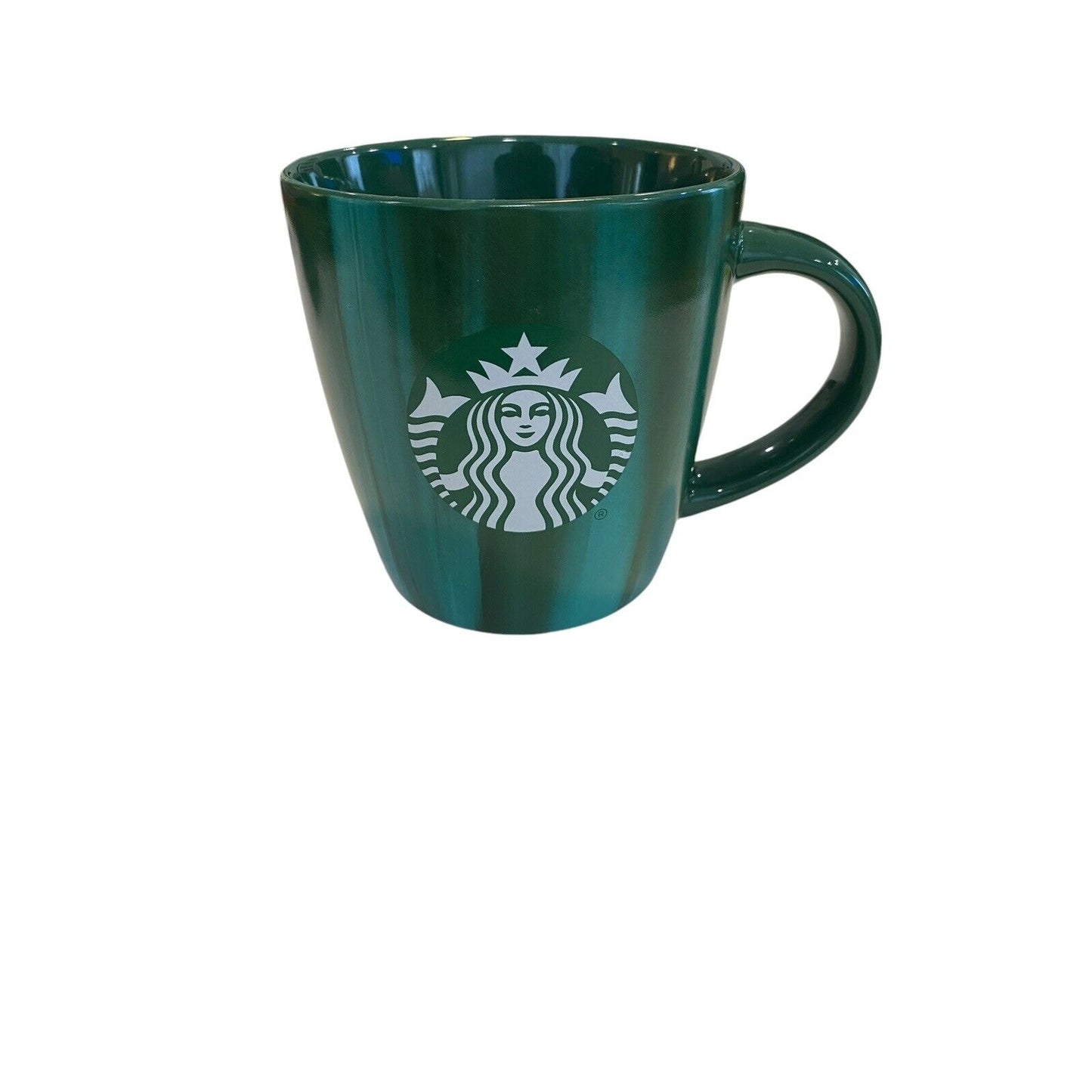 Starbucks Dark & Light Green Striped Coffee Mug 12oz EUC