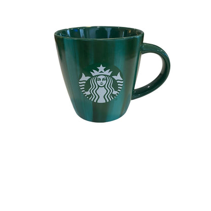 Starbucks Dark & Light Green Striped Coffee Mug 12oz EUC