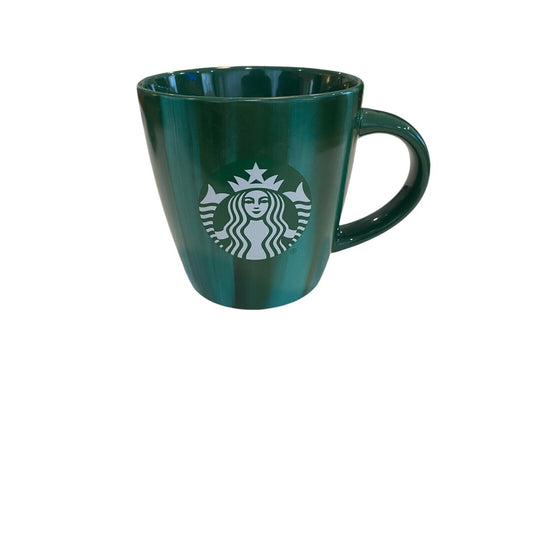 Starbucks Dark & Light Green Striped Coffee Mug 12oz EUC