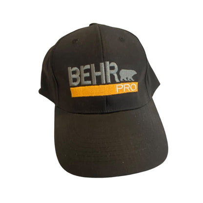 Behr Pro Black Baseball Hat Embroidered Logo Ball Cap Hook Loop Adjustable