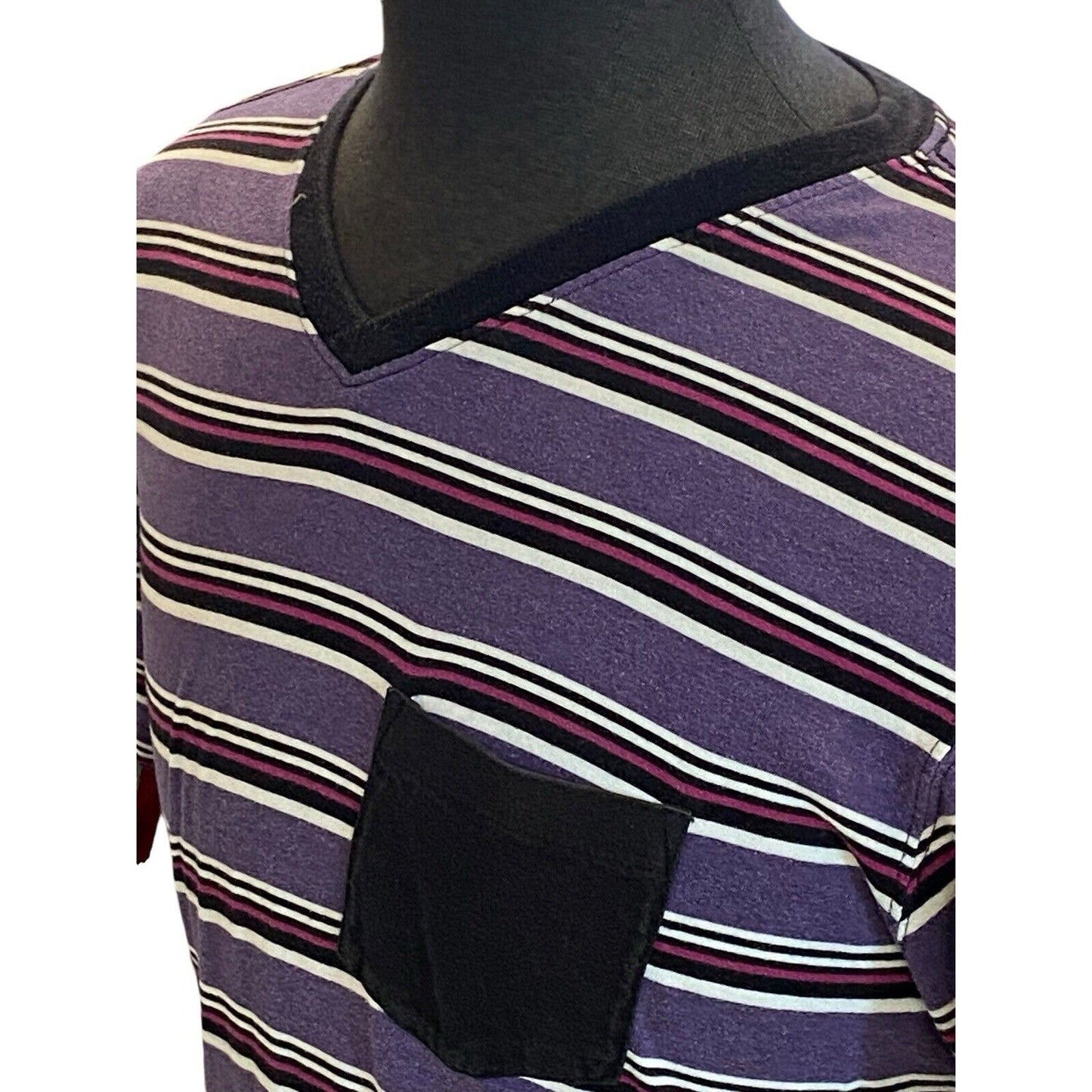 Size Medium OP Striped Pocket T Shirt Short Sleeve V-Neck
