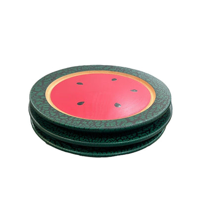 CWP Wayland NY. Hand Turned Wooden Plate Watermelon Handpainted 10” Set Of 3