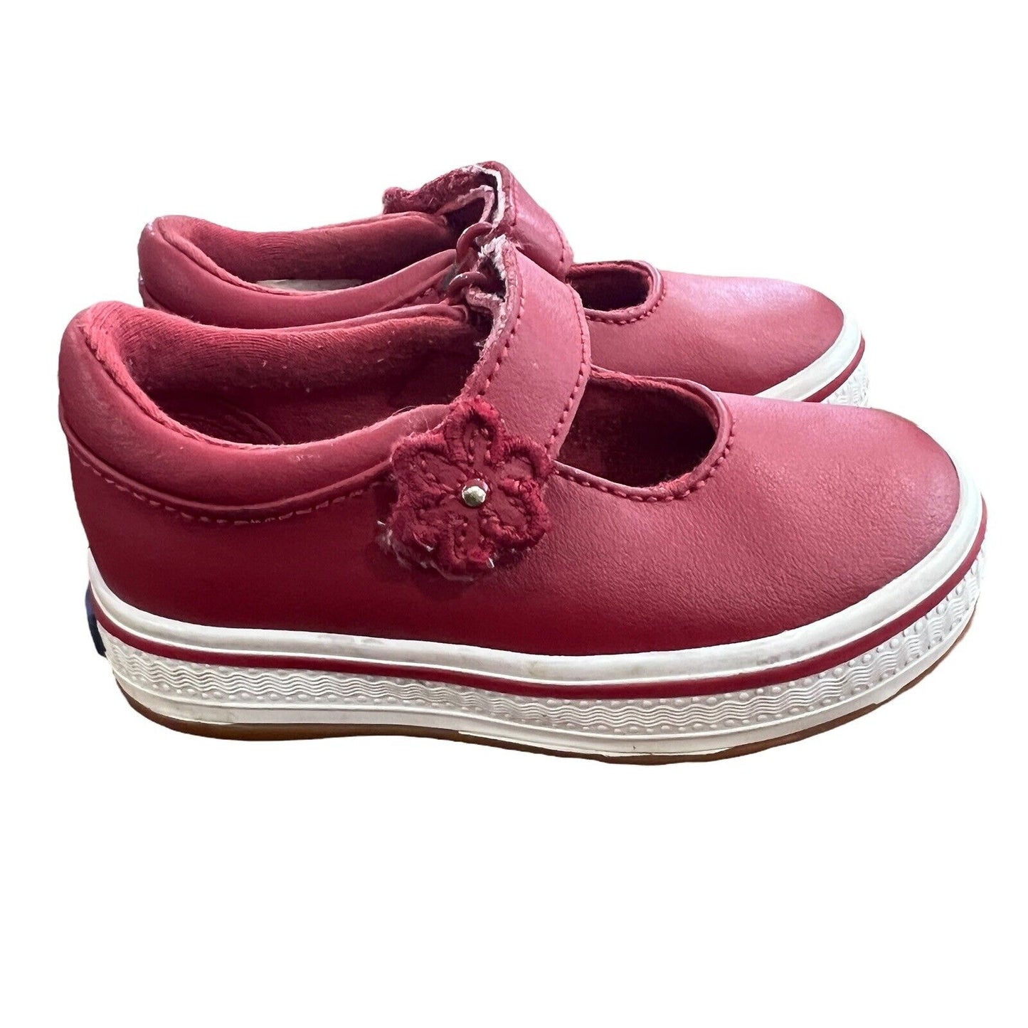 Size 4.5 Keds ELLA Red Leather Round Toe Mary Jane Shoes Toddler Holiday