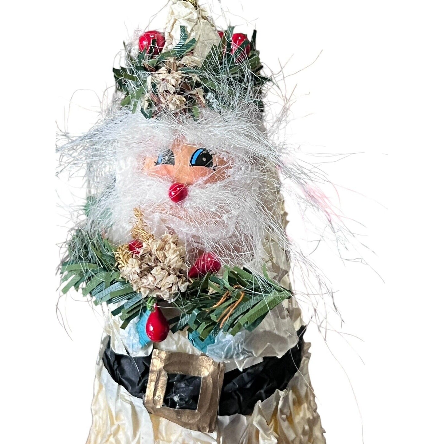 Vintage Santa Claus Christmas Ornament Holiday Styrofoam Tissue Old World