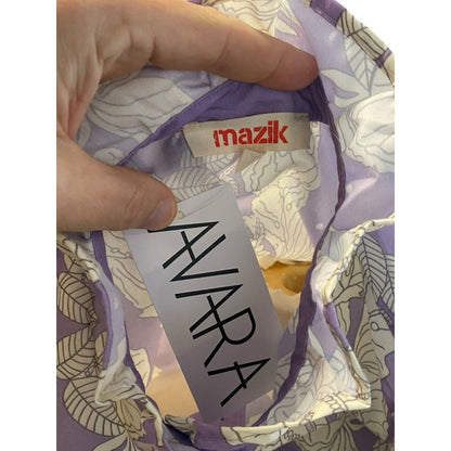 Small NWT Mazik Sleeveless Floral Ruffled Shirt Top Blouse Lavender