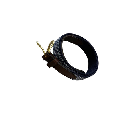 26 Vineyard Vines Whale Fabric Leather Belt Mens Classic Blue