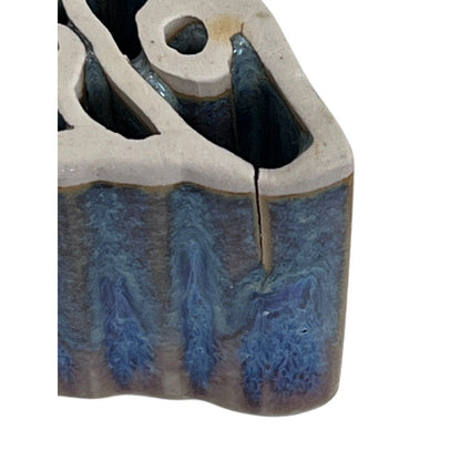 Bay Pottery Votive Butterfly Candle Holder Glazed Blue Purple USA Tea light