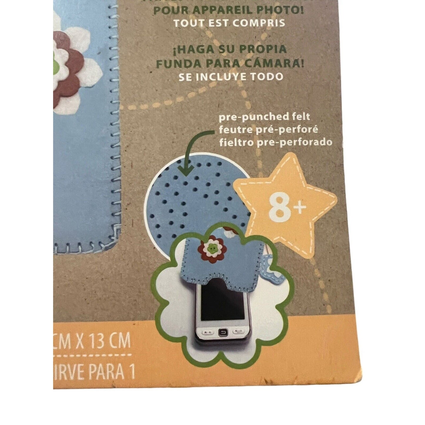Dimensions Feltwork Fun Phone Case Cover Felt Embroidery Kit Kid Craft Blue Flow