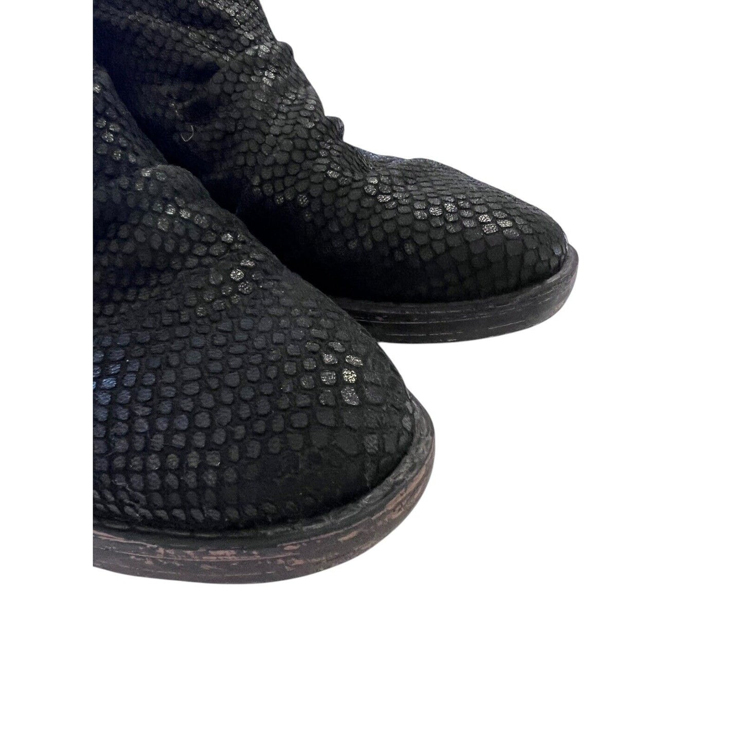 OTBT Boots Womens 8 M Yokel Shoes Black Leather Snakeskin Zipper Ankle Casual