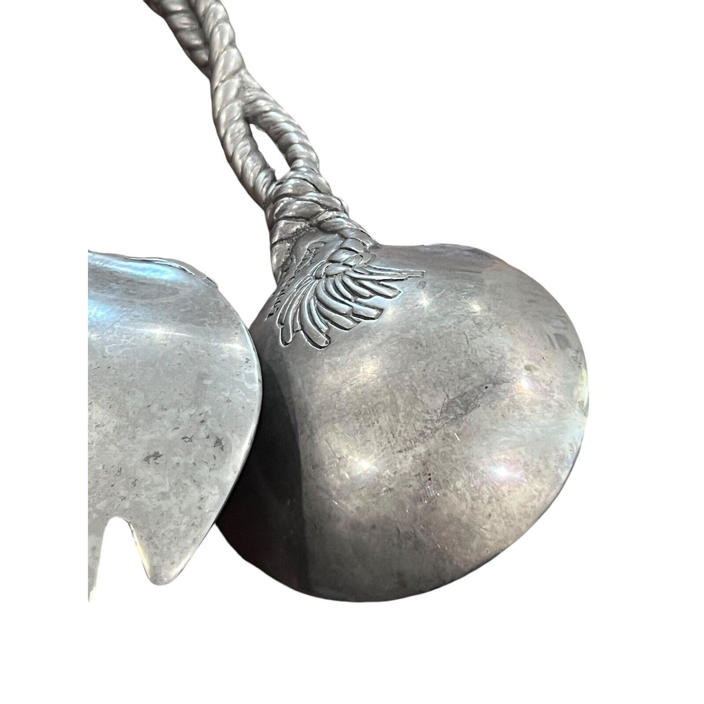 Vintage 2002 Arthur Court Pewter Nautical Rope Western Motif Salad Serving Set