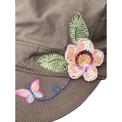 The Children's Place Cotton Cap Sequins Flower Embroidered Butterfly Size 7-8