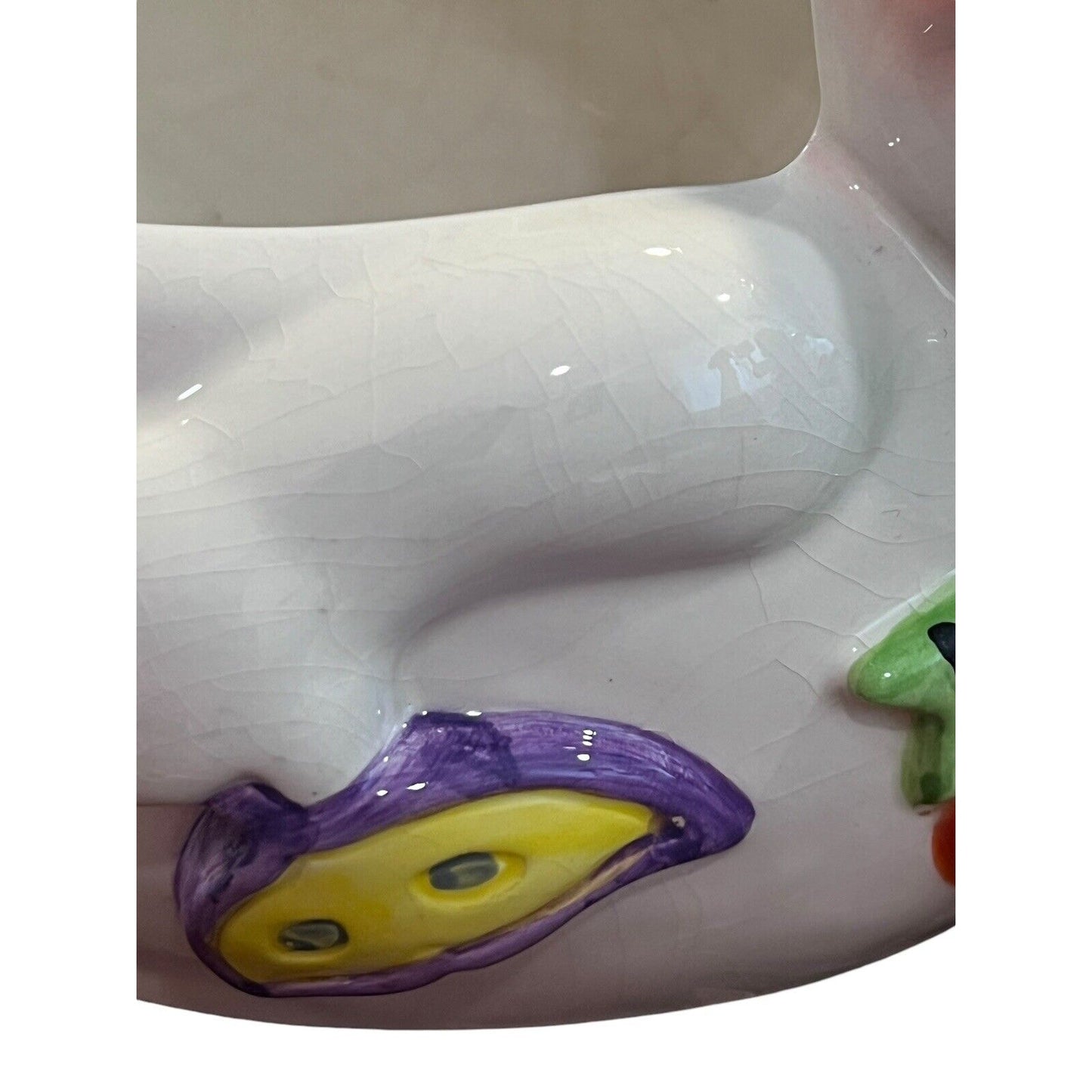 Porcelain Ghost Boo Handle Halloween Candy Dish Bowl WCL Crazing