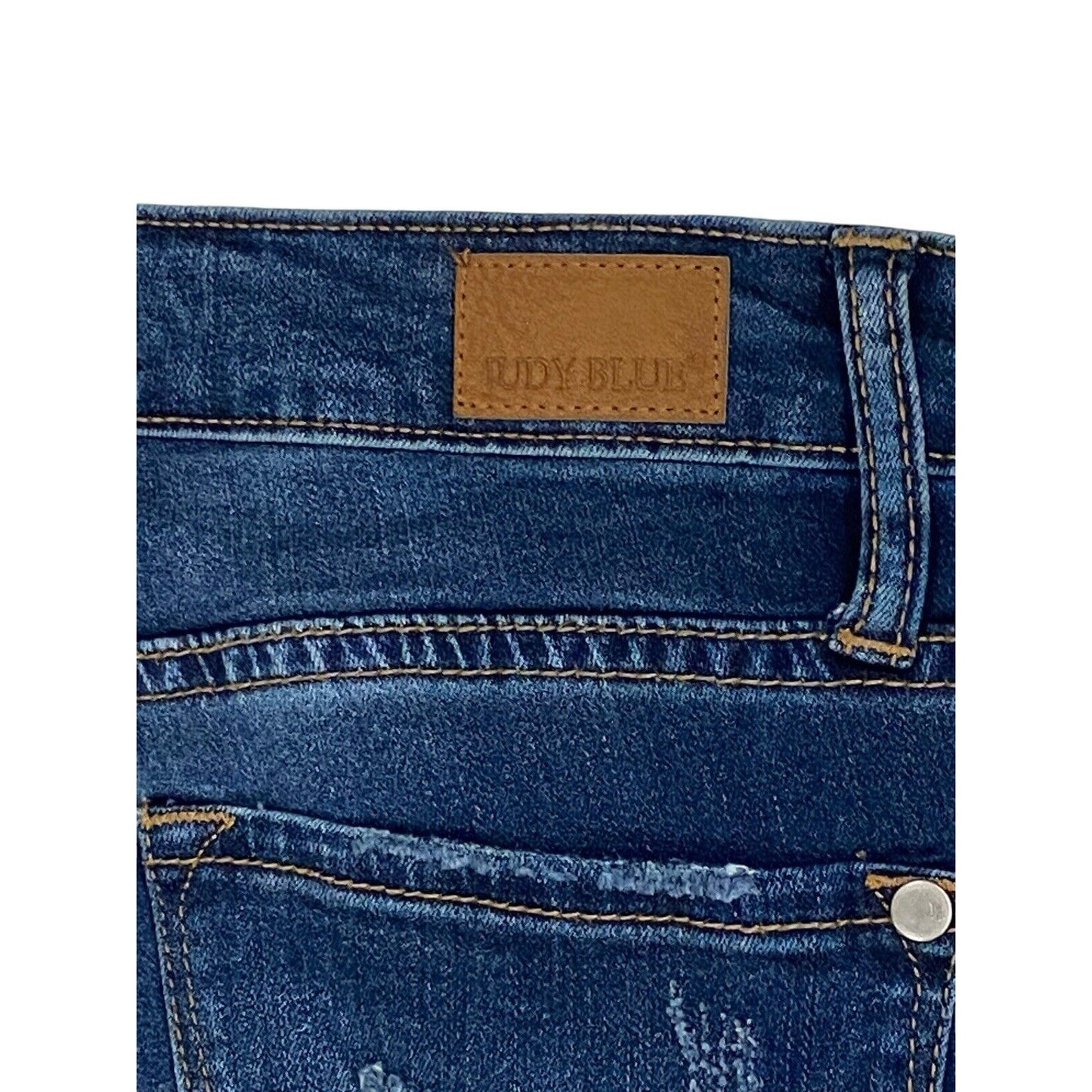 Size 9/29 Judy Blue Jeans Womens Medium Wash Distressed Patch Snake Skinny Fit
