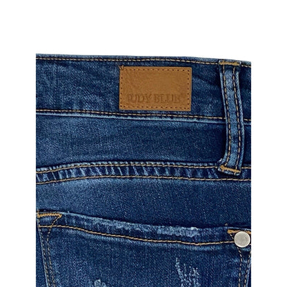 Size 9/29 Judy Blue Jeans Womens Medium Wash Distressed Patch Snake Skinny Fit