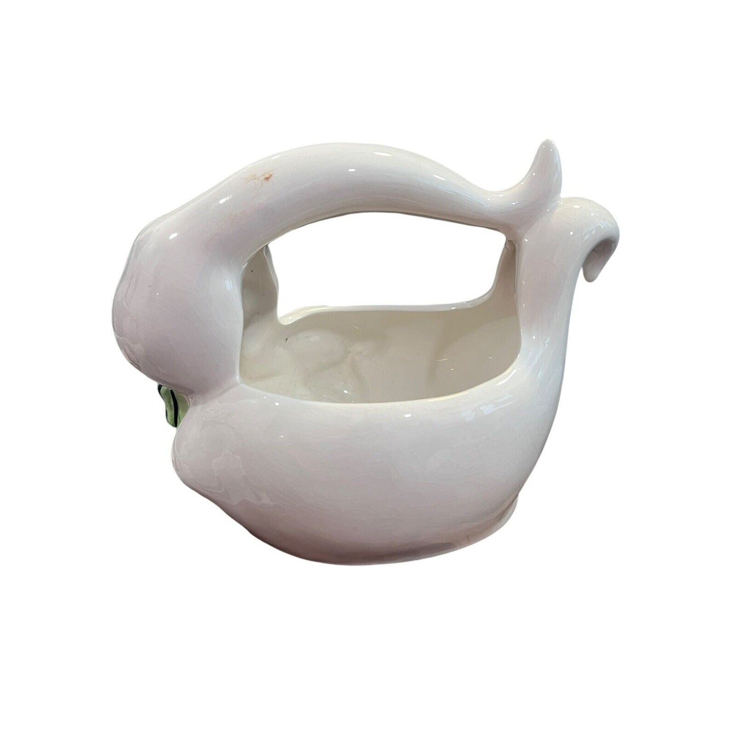 Porcelain Ghost Boo Handle Halloween Candy Dish Bowl WCL Crazing