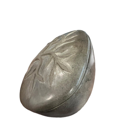 Carved Tree Gray Green Soapstone Lidded Trinket Box Smooth Haiti Soap Dish