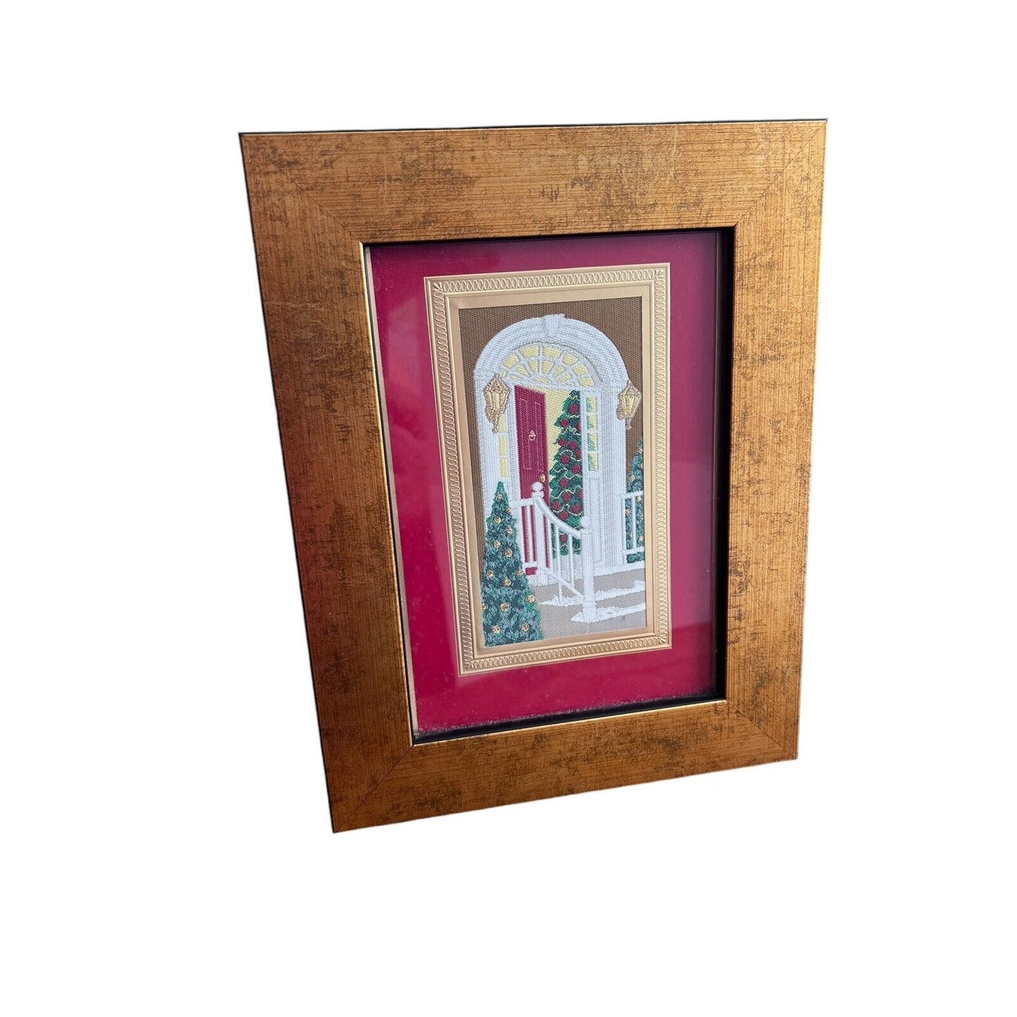 Textile Art Fiber Woven Picture Christmas Staircase Traditional Classic Holiday