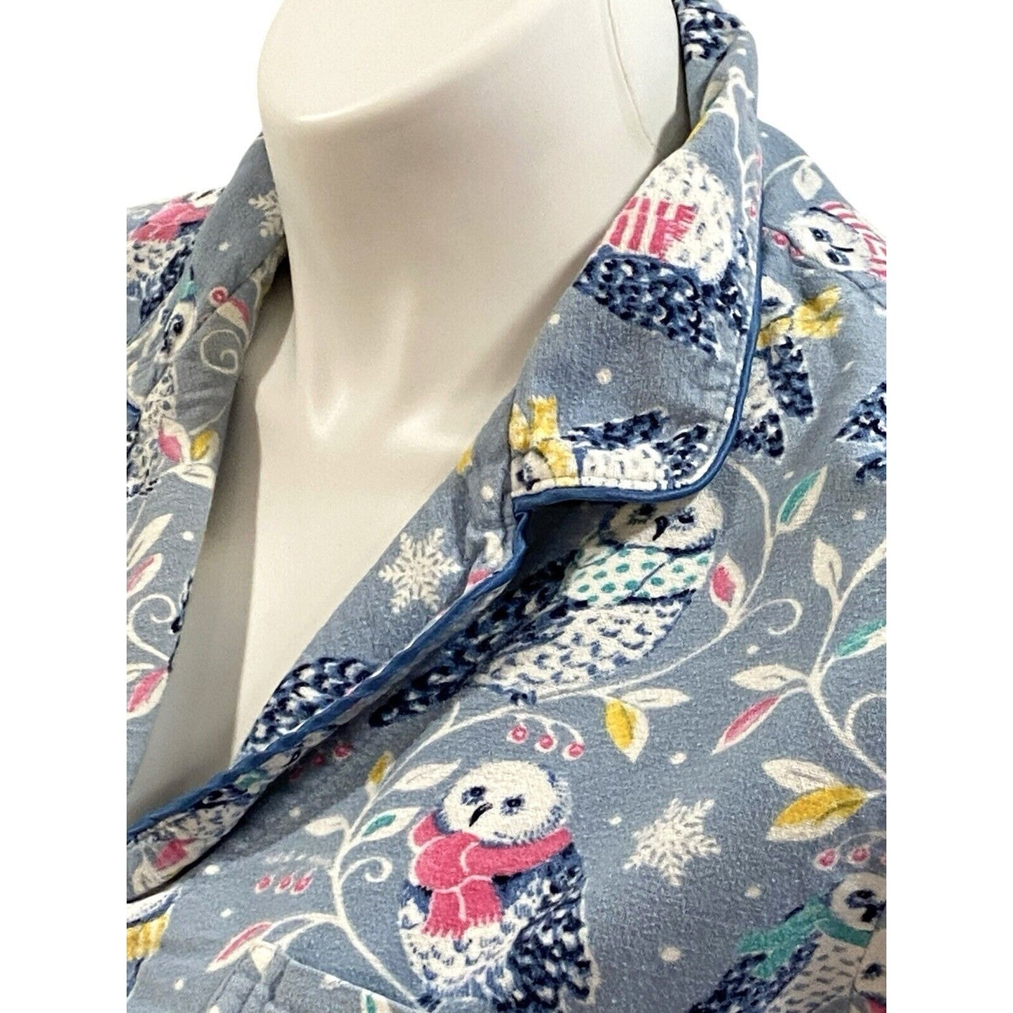 Size Large Nick & Nora Snowy Owl Snow Scarves Scarf Flannel Pajama Set Pjs