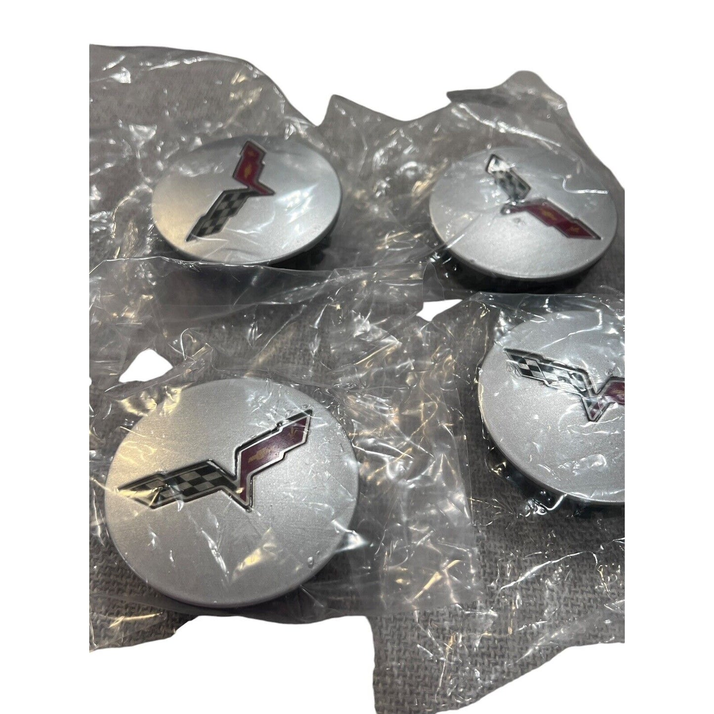 2008-2013 Chevy Corvette Silver Center Caps OEM GM 9595010 Set of 4
