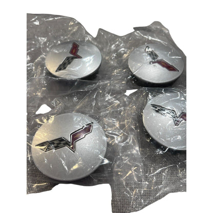 2008-2013 Chevy Corvette Silver Center Caps OEM GM 9595010 Set of 4