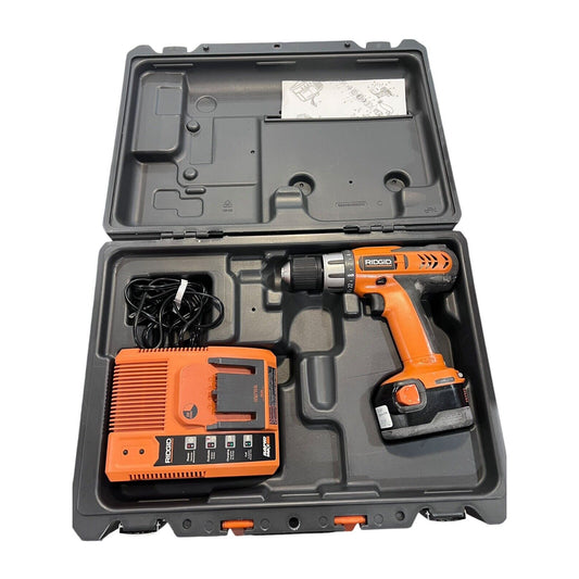Ridgid 12V 3/8 in Cordless Drill R82001 Case 2 Batteries & Charger Tested More