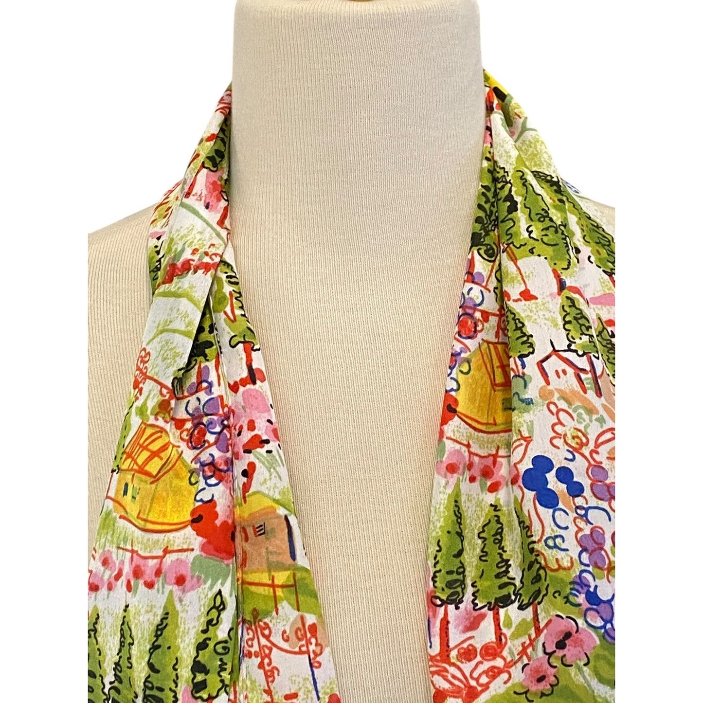 NWT Runway Brand Floral Landscape Oblong Scarf 62”