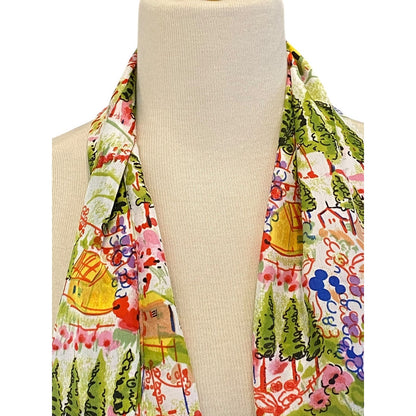 NWT Runway Brand Floral Landscape Oblong Scarf 62”