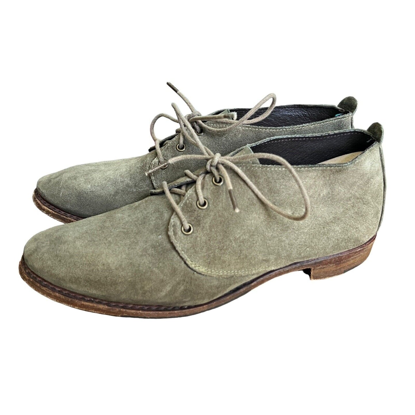 10 Vintage Shoe Company Boots Womens Chukka Ankle Shoes Olive Green Suede USA