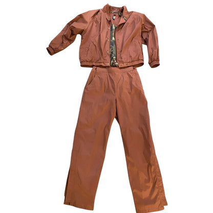 VINTAGE Sunice Ski Suit Large Rust Orange Snow Ski 2 Piece Suit Let Lightweight