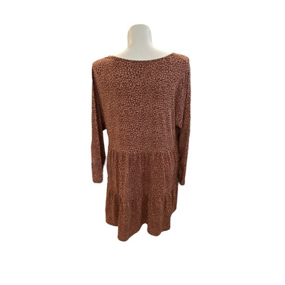 3X Love Fire Dress Women's Brown Pink Plus Midi Comfort