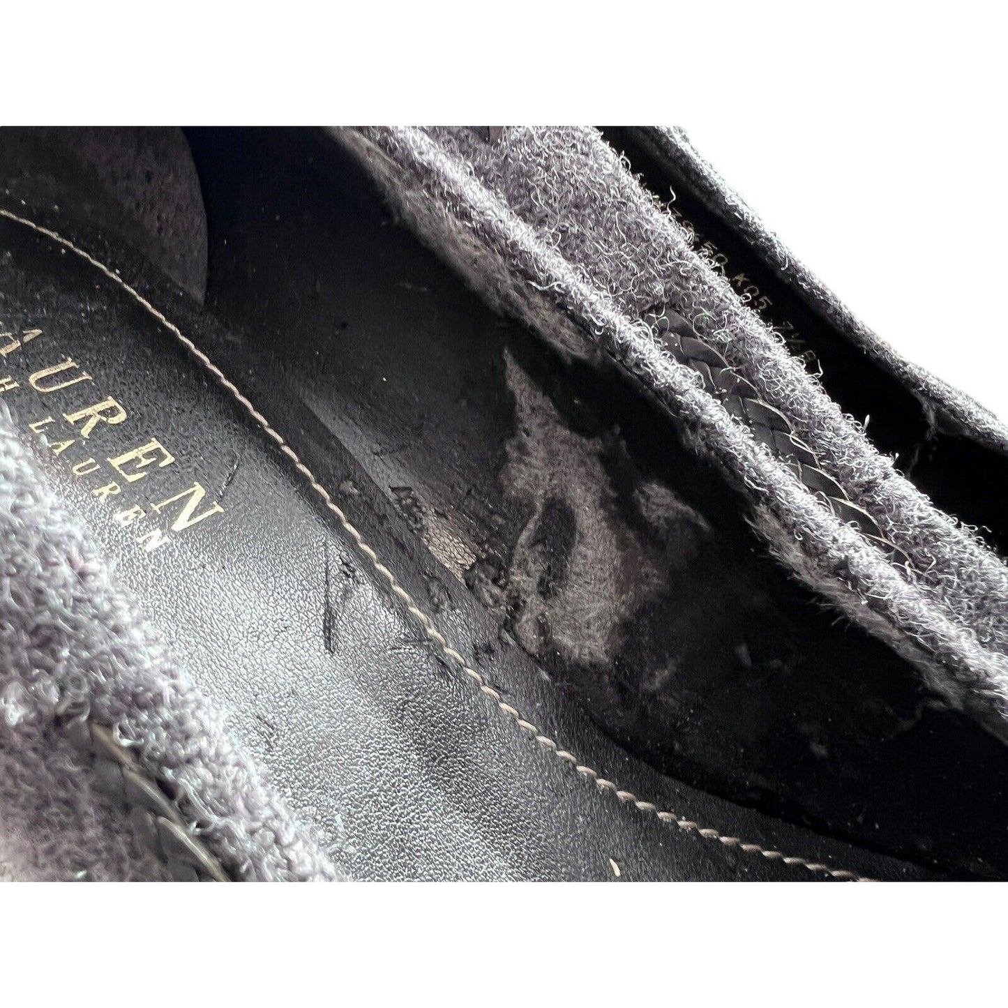 Size 7.5. Lauren Ralph Lauren Nina Gray Wool Pumps 3” Heel Bows Shoes Business