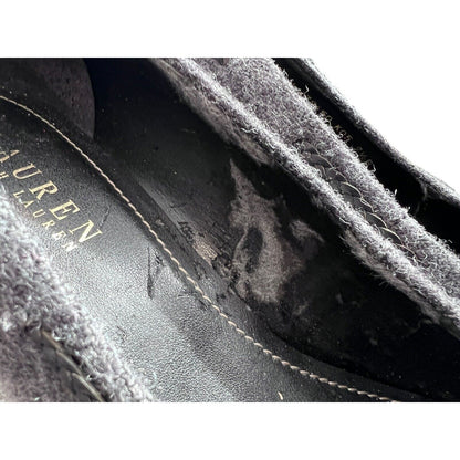 Size 7.5. Lauren Ralph Lauren Nina Gray Wool Pumps 3” Heel Bows Shoes Business