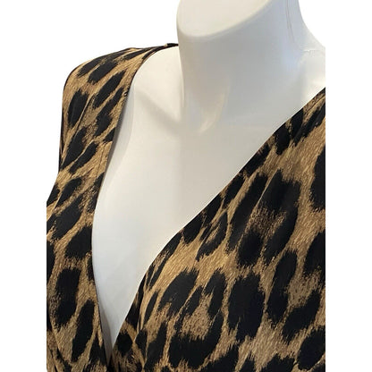 3X Joe Fresh Animal Print Stretch Wrap Fitted Style Sleeveless Blouse Top Shirt