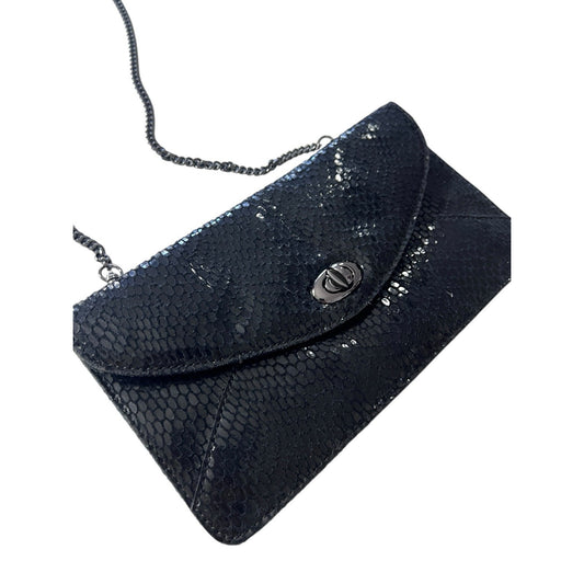 Sorial Black Snakeskin Leather Crossbody Handbag NWOT Clutch