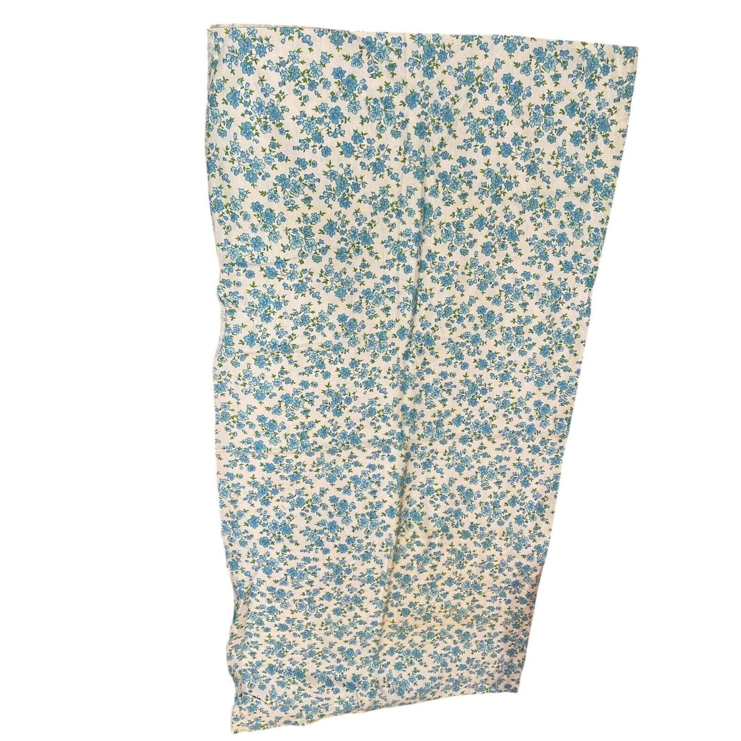 Vintage Cotton Flannel Fabric Blue Floral Flowers 37” X 36” Cutter Crafting