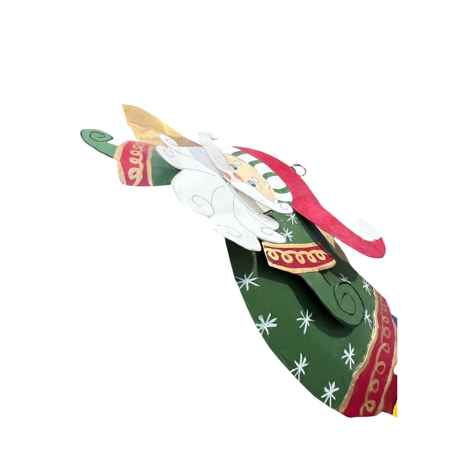 Metal Santa Claus Christmas Ornament Holiday Craft Painted Flying