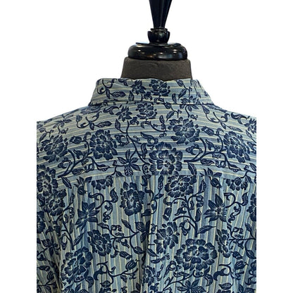 Size XL Nautica Blue Floral Men’s Shirt Short Sleeve Button Down Coastal Resort