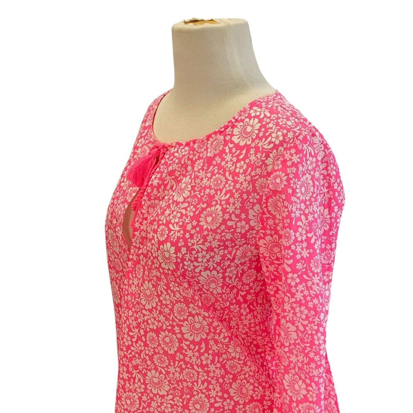 Size XXS J.CREW Factory Pink White Floral Cover Up Beach Vacation Cruise