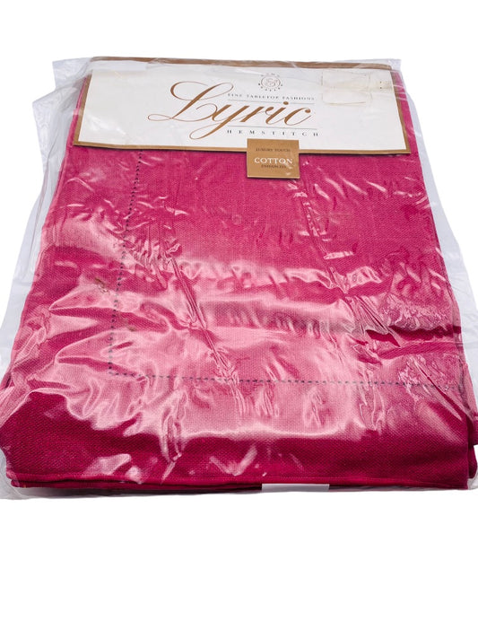 Lyric Hemstitch Berry Cotton Enhanced 60" x 104" Oblong Tablecloth