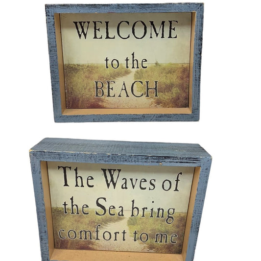 Tabletop Plaque Dual Sided Beachy "Welccome to the Beach" 5 x 4"